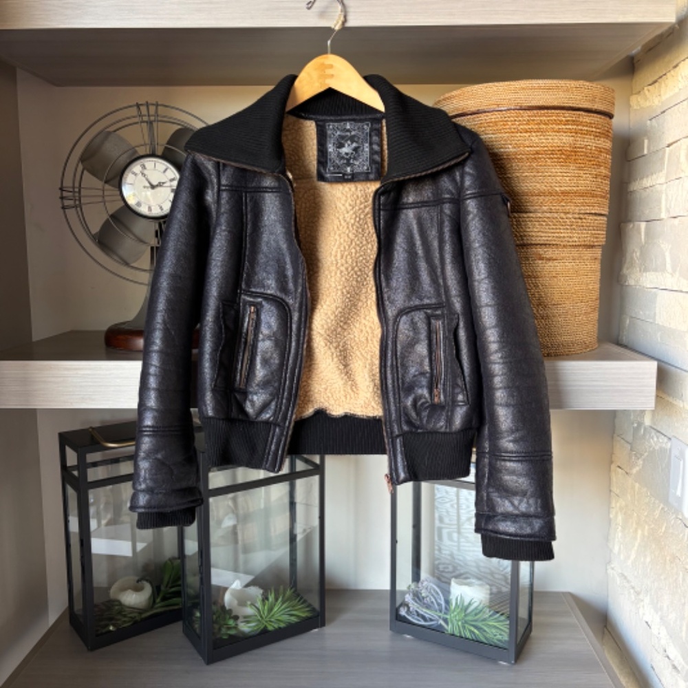 Faux Leather, Super Chic' - Bomber Jacket - Beverly Hill's  Polo Club - Picture 5 of 6